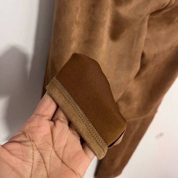 NWT MAX STUDIO faux suede pants leggings Camel Tan Sz L - Picture 12 of 12